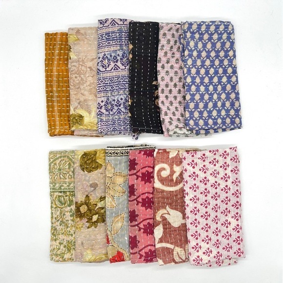 Set of 8 Kantha Cloth Napkins 16" Assorted Cotton Party Holiday Boho Mix match - Picture 7 of 13